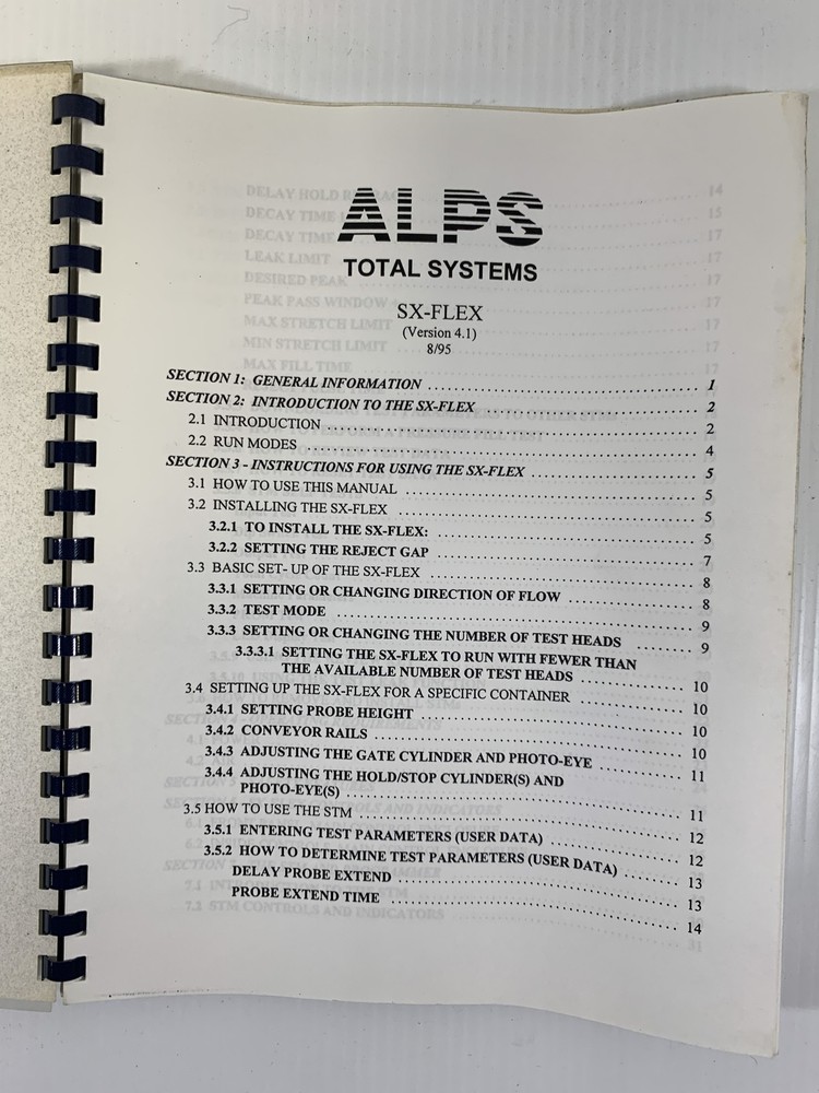 ALPS SX-FLEX Linear Inspection System Operating Manual
