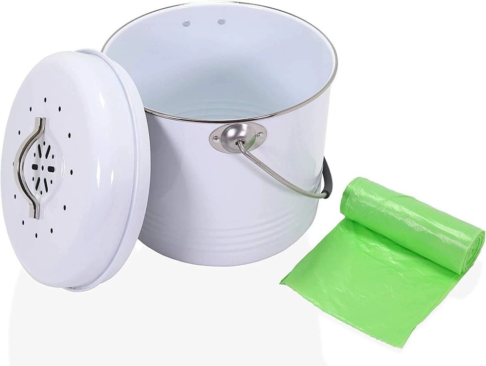 ANBAR 1 Gallon Kitchen Compost Bin Bucket Complete with Silicone Handle Lid