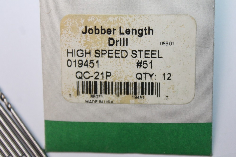 PTD Precision Twist Drill Size #51 QC-21P 19451 12pc NEW