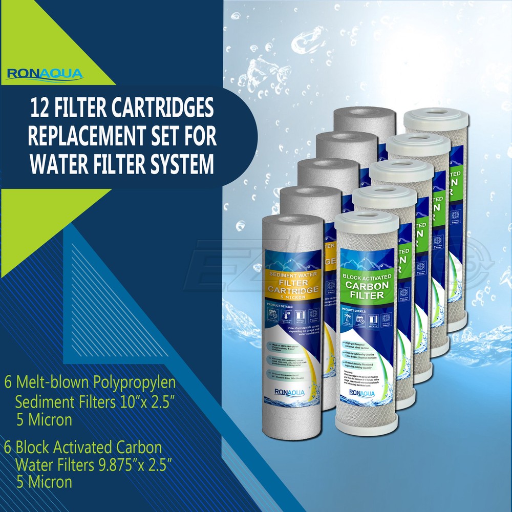 Reverse Osmosis Replacement Filters Set 2.5" x 9.87" Sediment & CTO Carbon Block