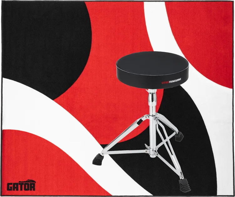 Gator Drum Rug with Drum Throne - Black/Red/White