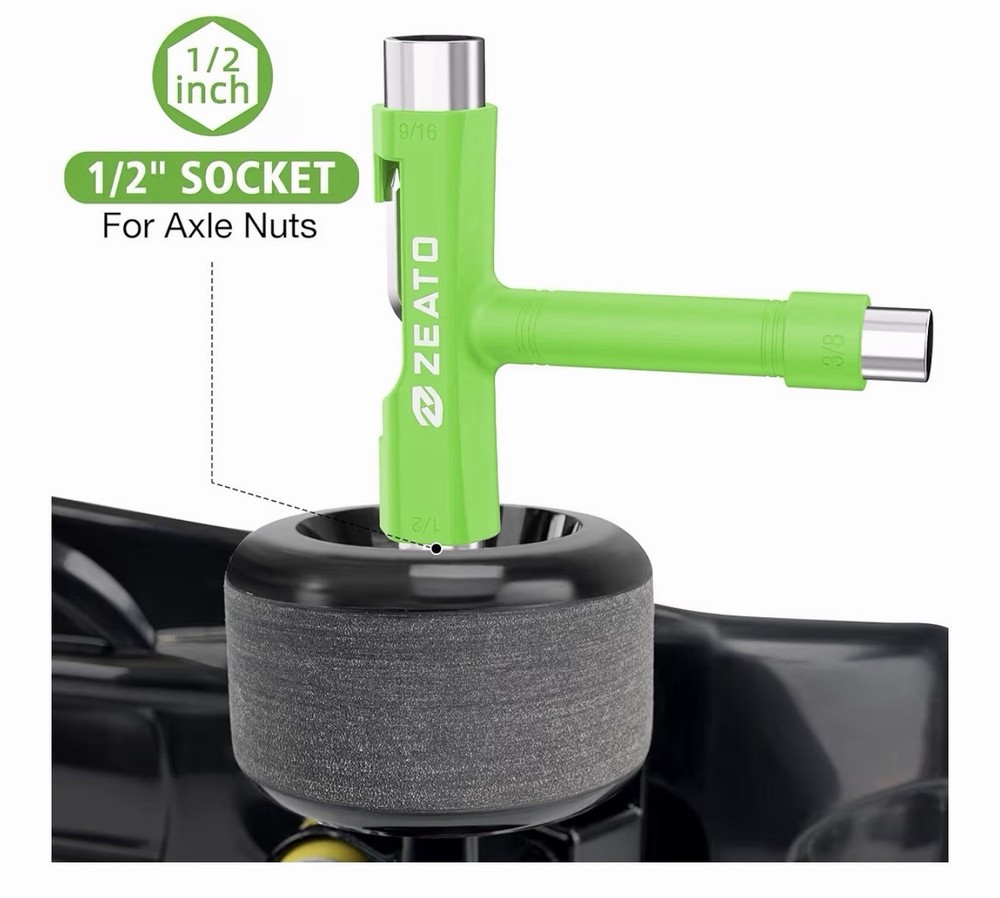 Zeato All-In-One Skate Tools Multi-function Portable Skateboard T Tool Access...
