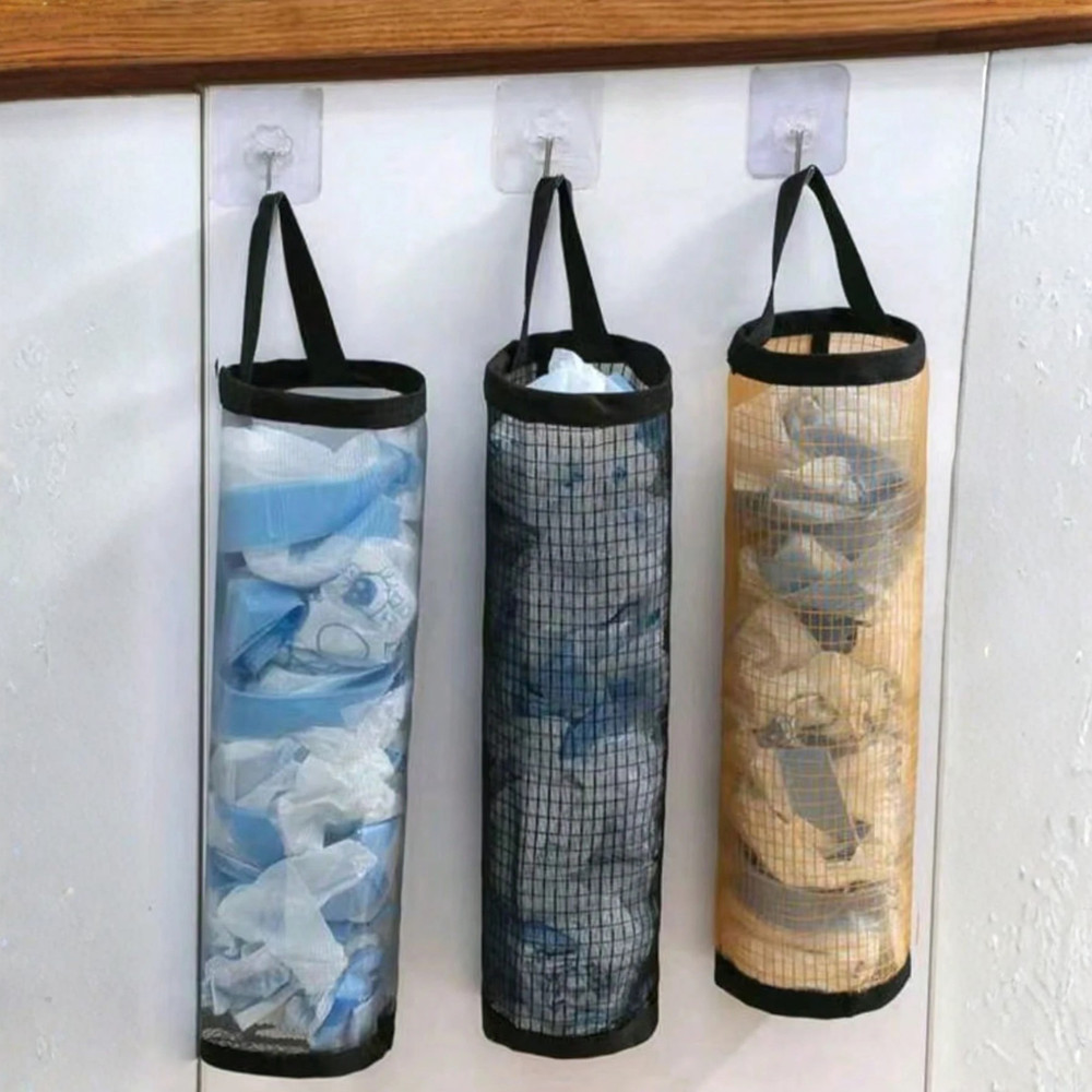 1pc Wall-Mounted Plastic Bag Dispenser Rack Organizer Kitchen Accessories