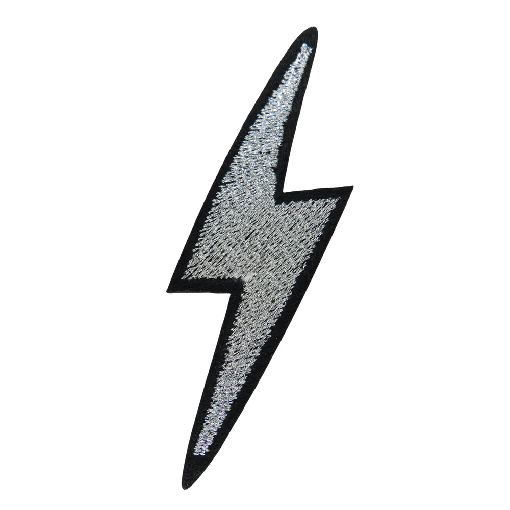 Flash patch silver grey patch iron on patch biker punk patch iron on