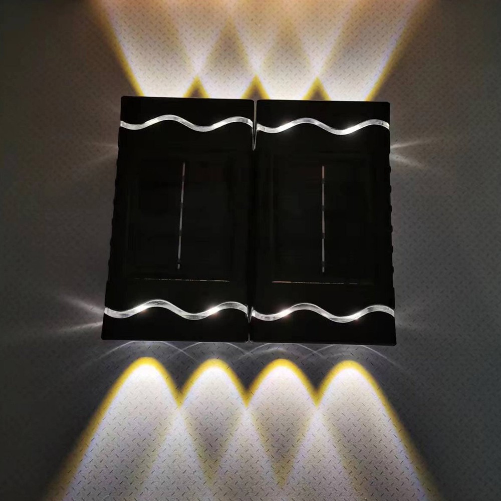 1-4 Pcs Outdoor Solar Wall Lights, Square Wireless Sensor, IP65 Waterproof