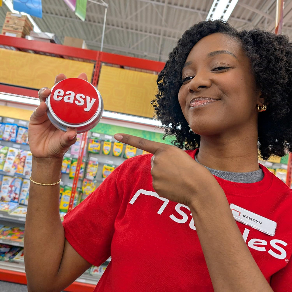 Easy Button, Red/Silver - Fun Office Desk Button for Motivation