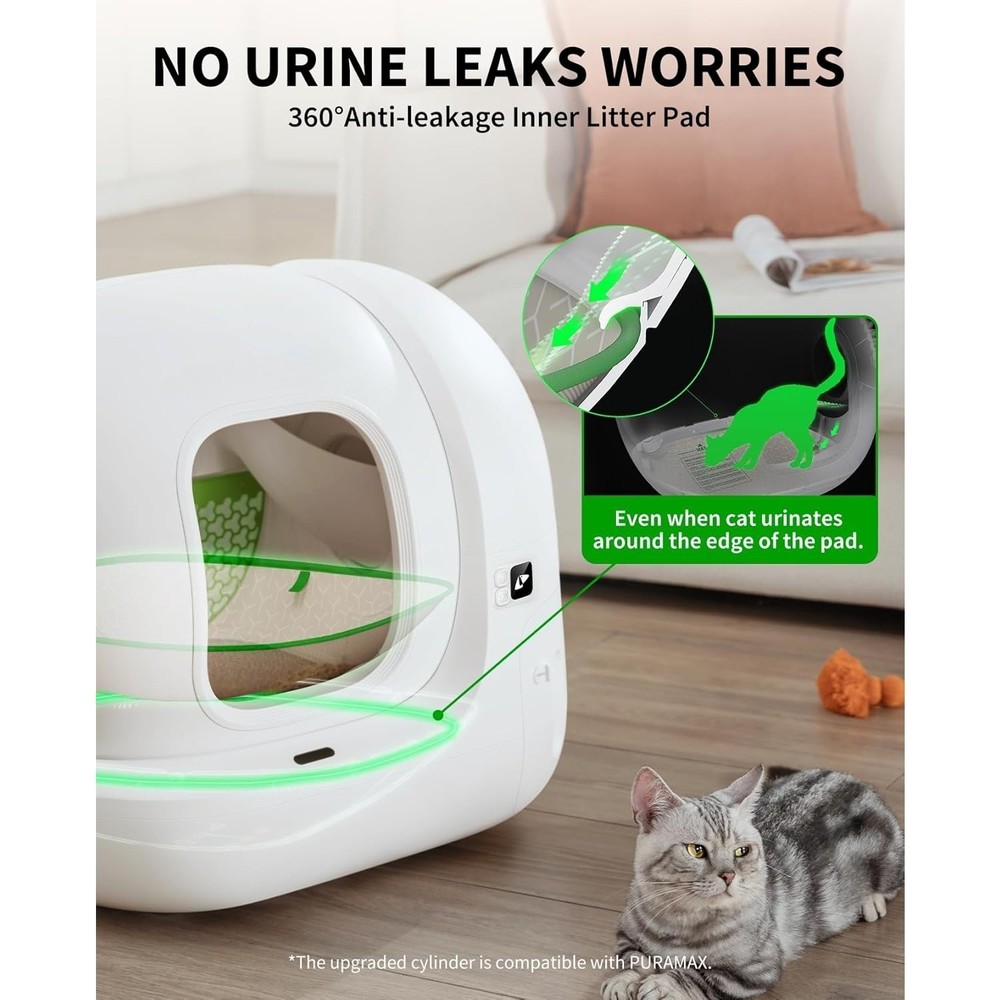 PuraMax 2 Automatic Self-Cleaning Cat Litter Box, App Control Automatic Litter B