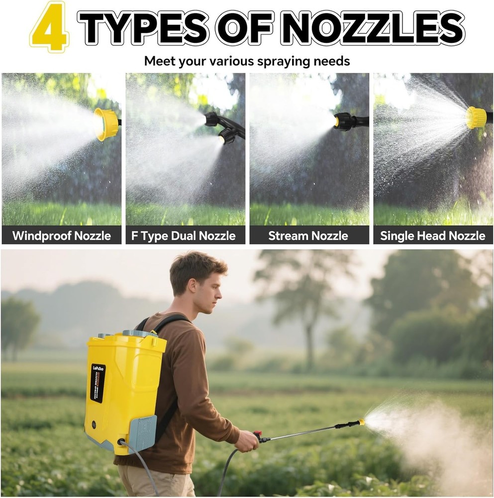 Battery Backpack Sprayer 5.3Gal Electric Adjustable
