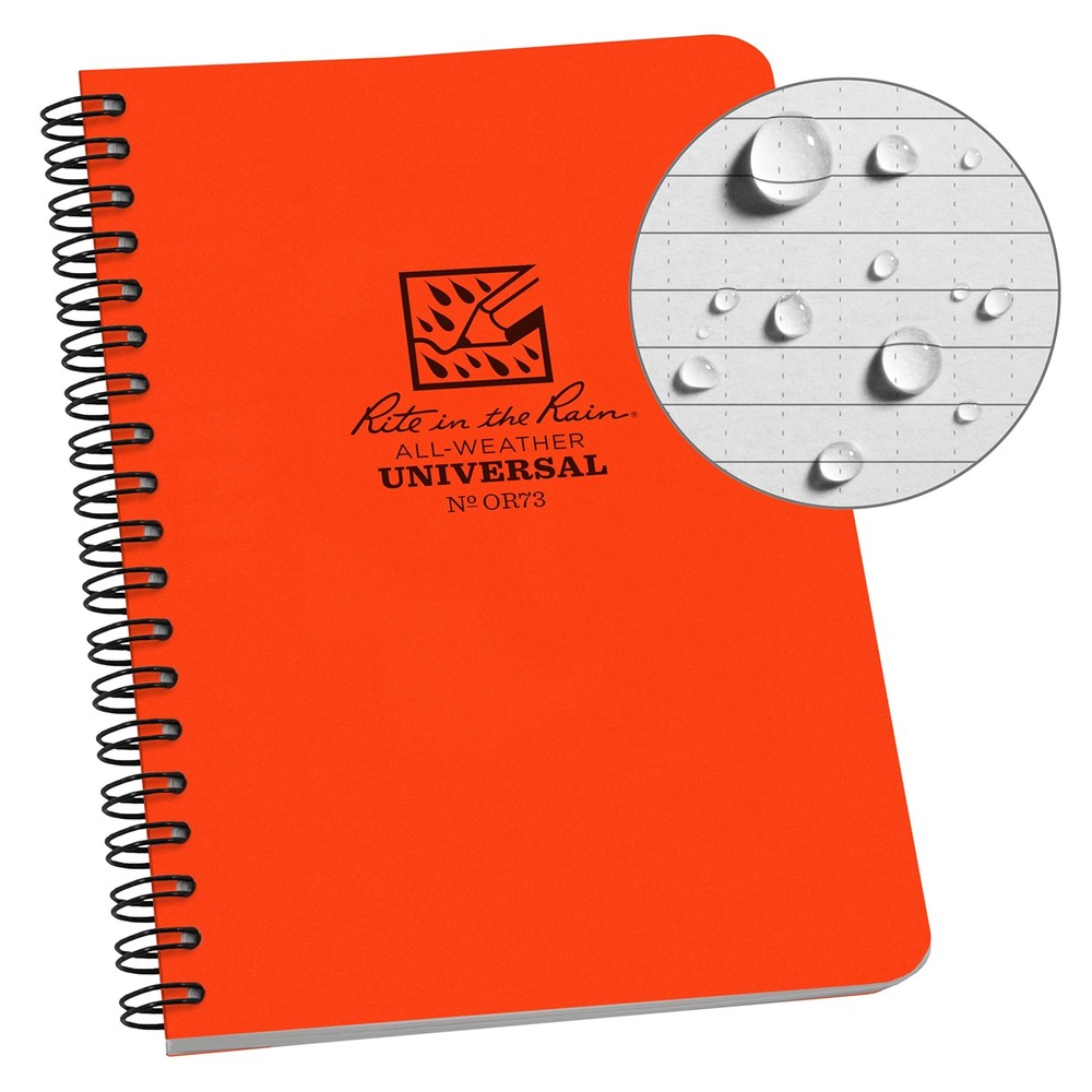 Weatherproof Side Spiral Notebook 4.625" x 7" Orange Cover Universal Pattern ...