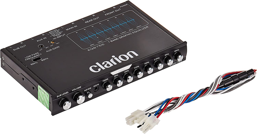 EQS755 7-Band Car Audio Graphic Equalizer with Front 3.5Mm Auxiliary Input