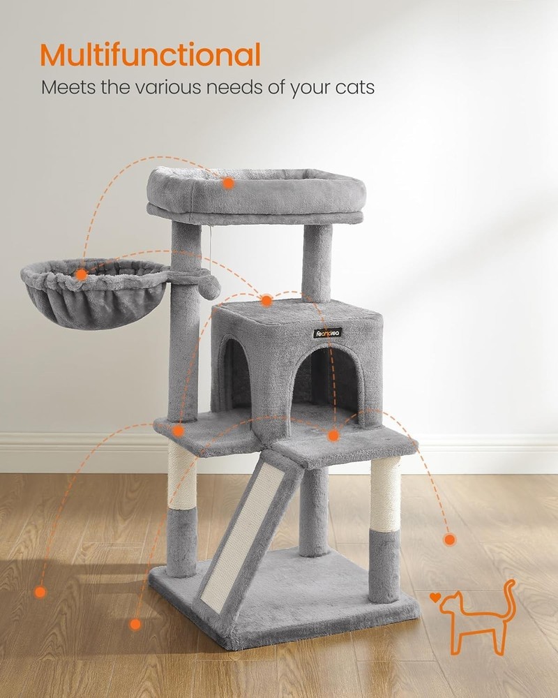 Cat Tree Multi-Level Condo Light Gray 37.8-Inch Climbing Scratching Posts