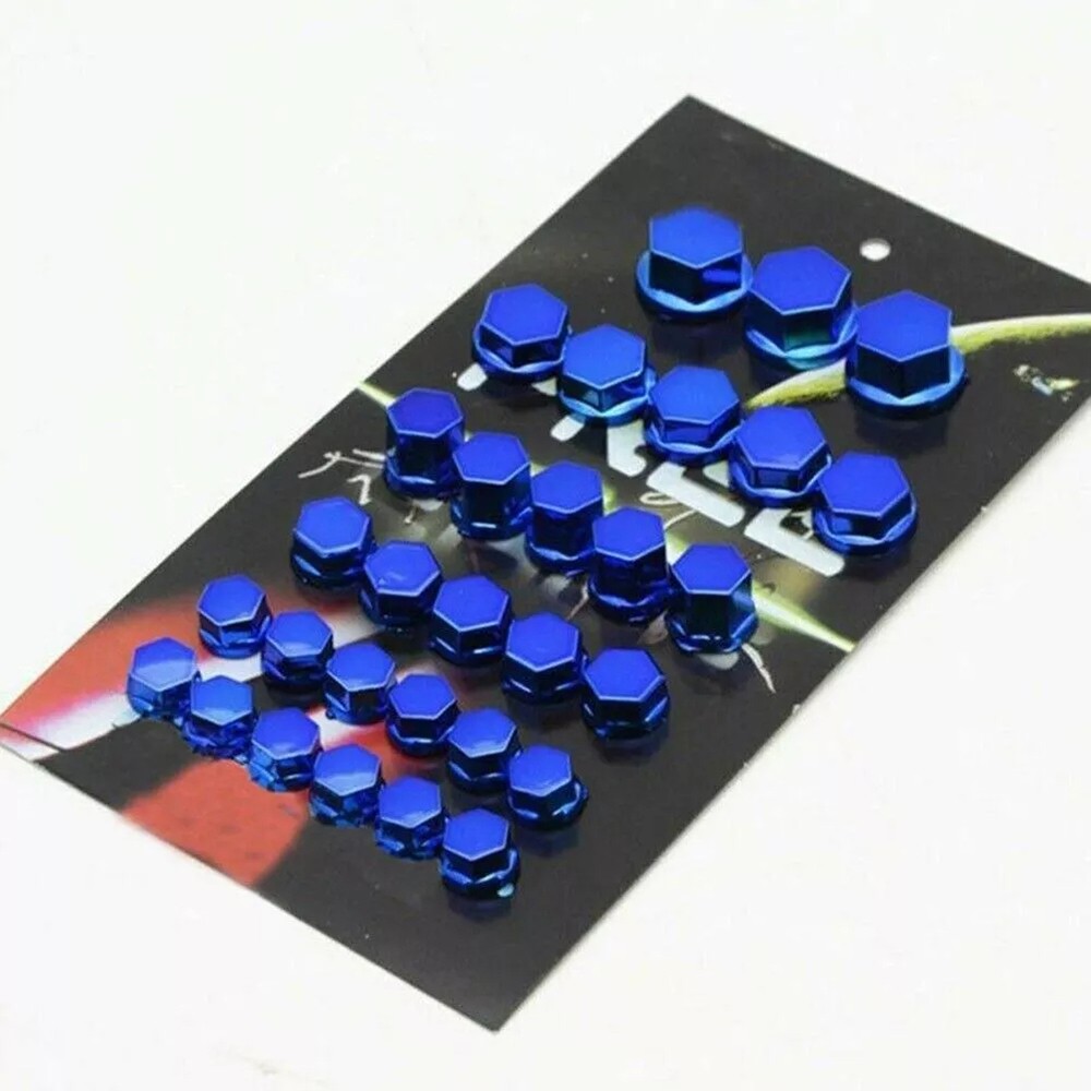 30-Piece Plastic Plating Screw Cap Set in Blue, 4 Sizes for Hardware Projects