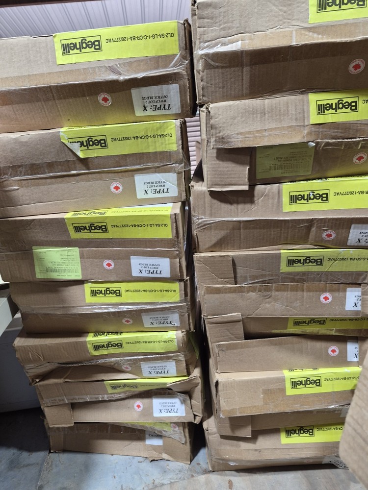 Beghelli OL2 Recessed Ceiling Mount LED Exit Sign Brushed Aluminum Clear Plastic