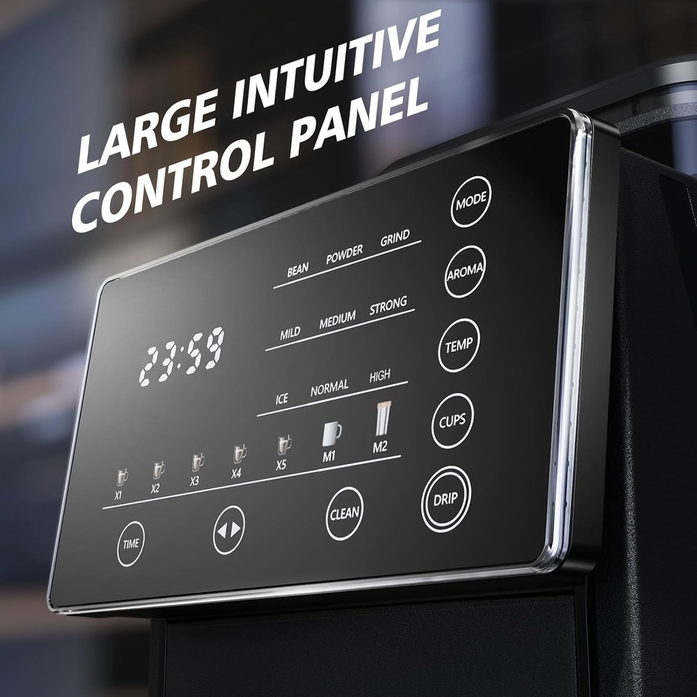 Coffee Maker with Grinder, Programmable Hot and Cold Coffee Maker with 22 oz