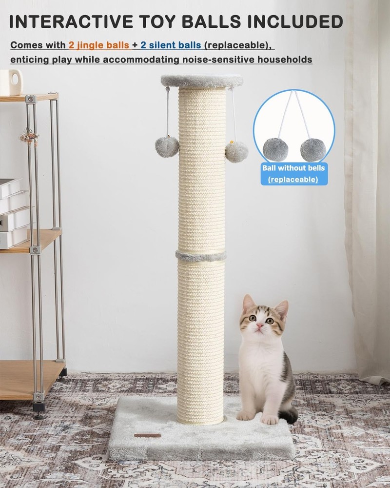 Kilodor Cat Scratching Post 34 Inches Large Sturdy Cat Post with Replaceable ...