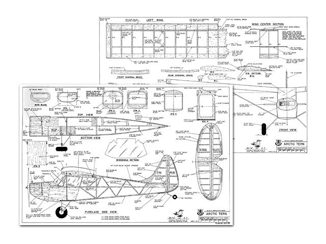 Arctic Tern 56" WS RC Model Airplane Plans Templates PDF on USB