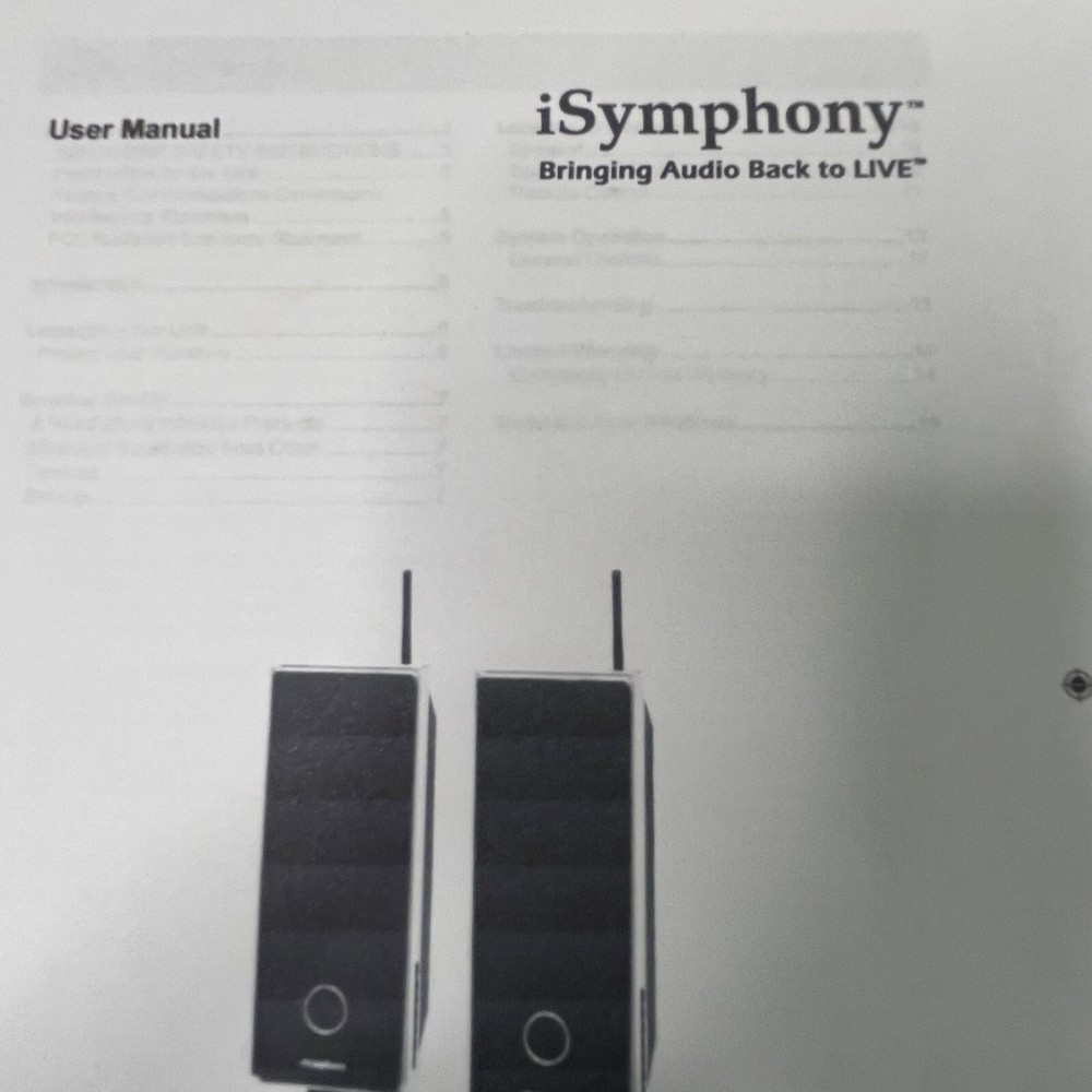 iSymphony WS2 Wireless Speakers User Manual Instruction Guide u