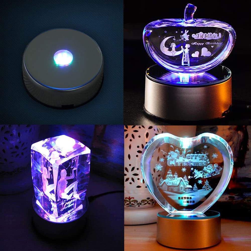 Watris Veiyi 4" LED Colorful Rotating Display Base, Light Silver