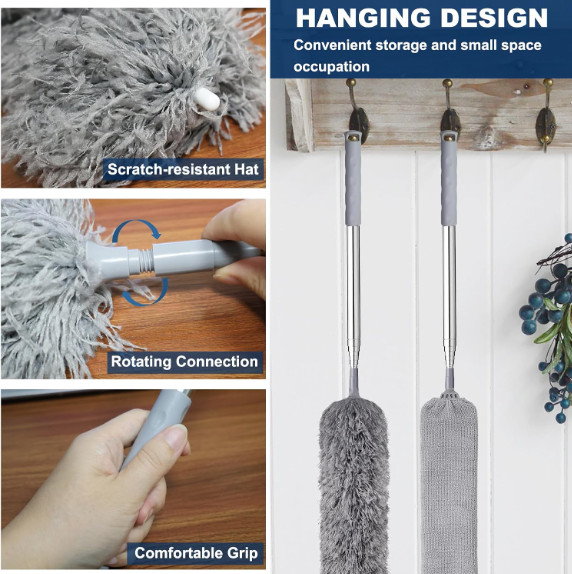 Microfiber Duster Cleaning Brush Dust Cleaner Bendable Handle Soft Extendable