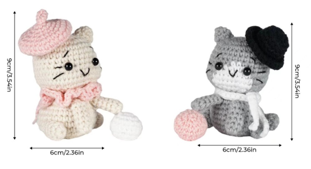 2‑Pack Beginner Crochet Kit – DIY Cat Plushies with Step‑by‑Step Video Tutorials