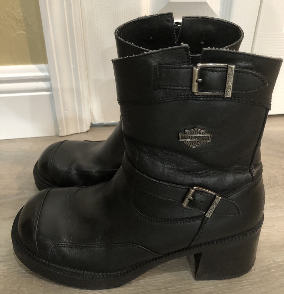 HARLEY DAVIDSON WOMANS SIZE 10 BLACK LEATHER BOOTS
