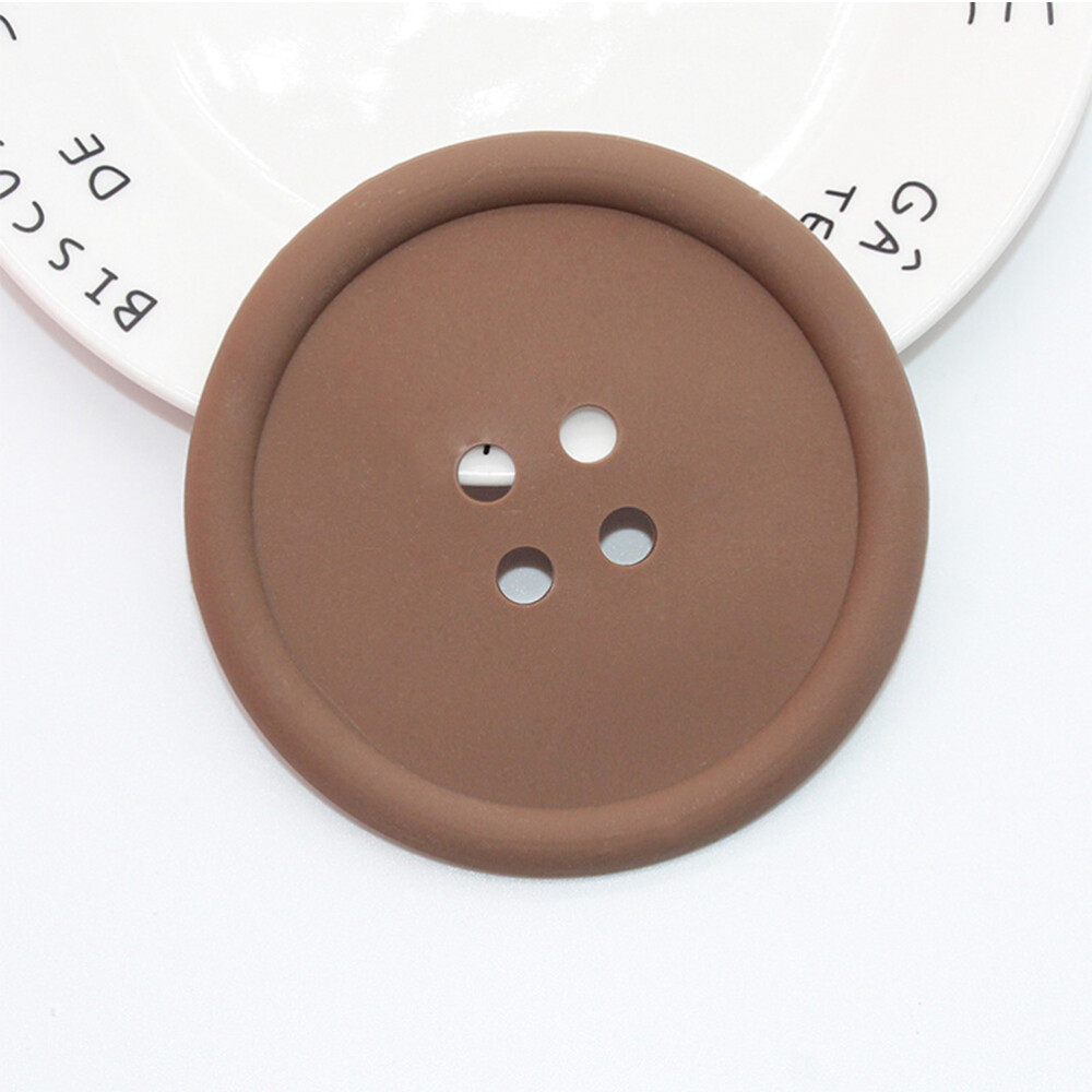 6PCS Creative Round Button Shaped Coaster Silicone Coaster Placemat