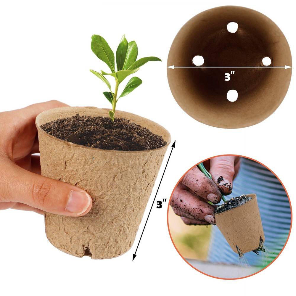 winemana 100 Pack Seed Starter Tray Kit, Biodegradable Peat Pots for Seedling...
