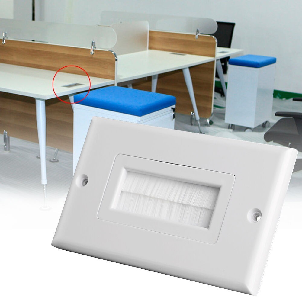 Cable Pass Through Insert Single Brush Wall Plate White Wires Wall Socket
