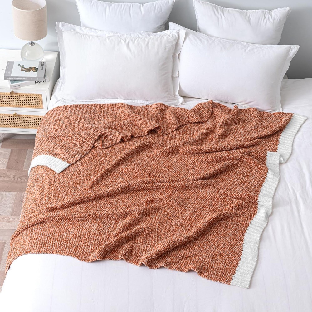 MIULEE Burnt Orange Super Soft Throw Blanket for Couch, 50"x60",
