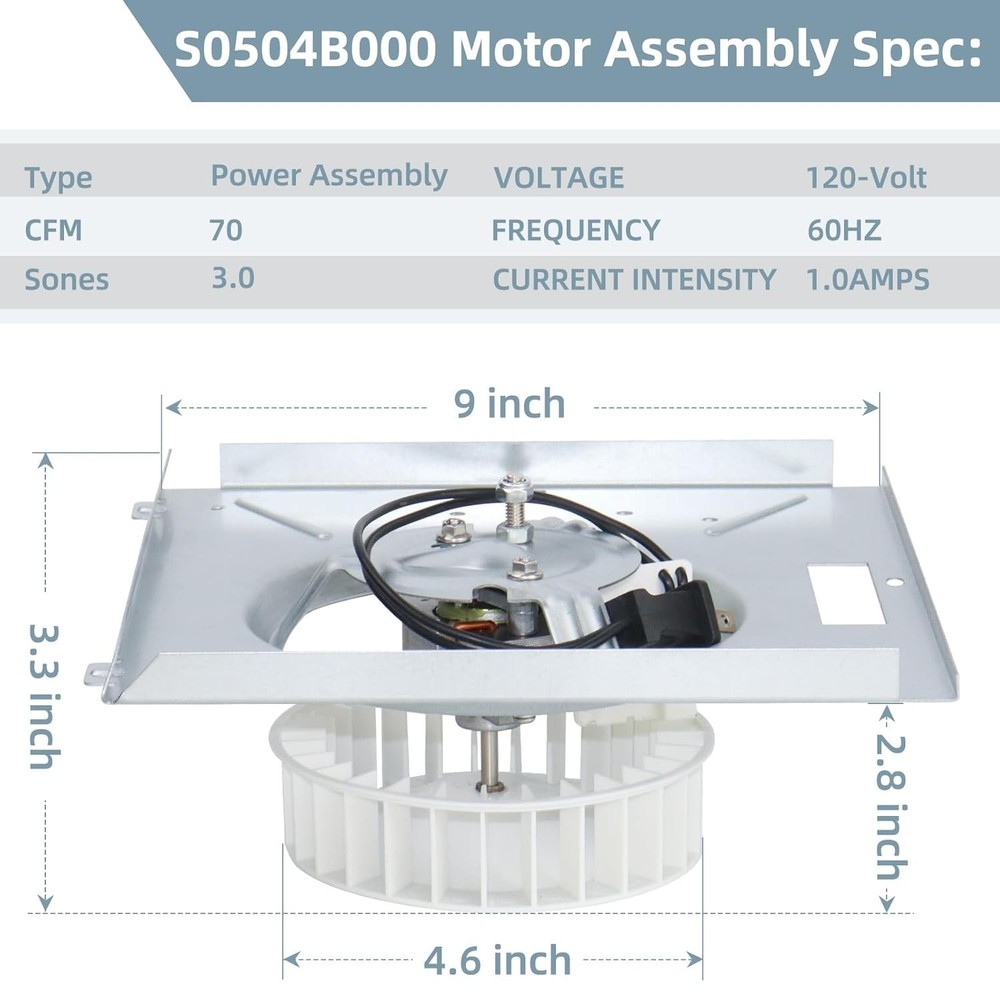 Versatile NuTone S0504B000 Replacement Motor – Improves Air Quality & Comfort