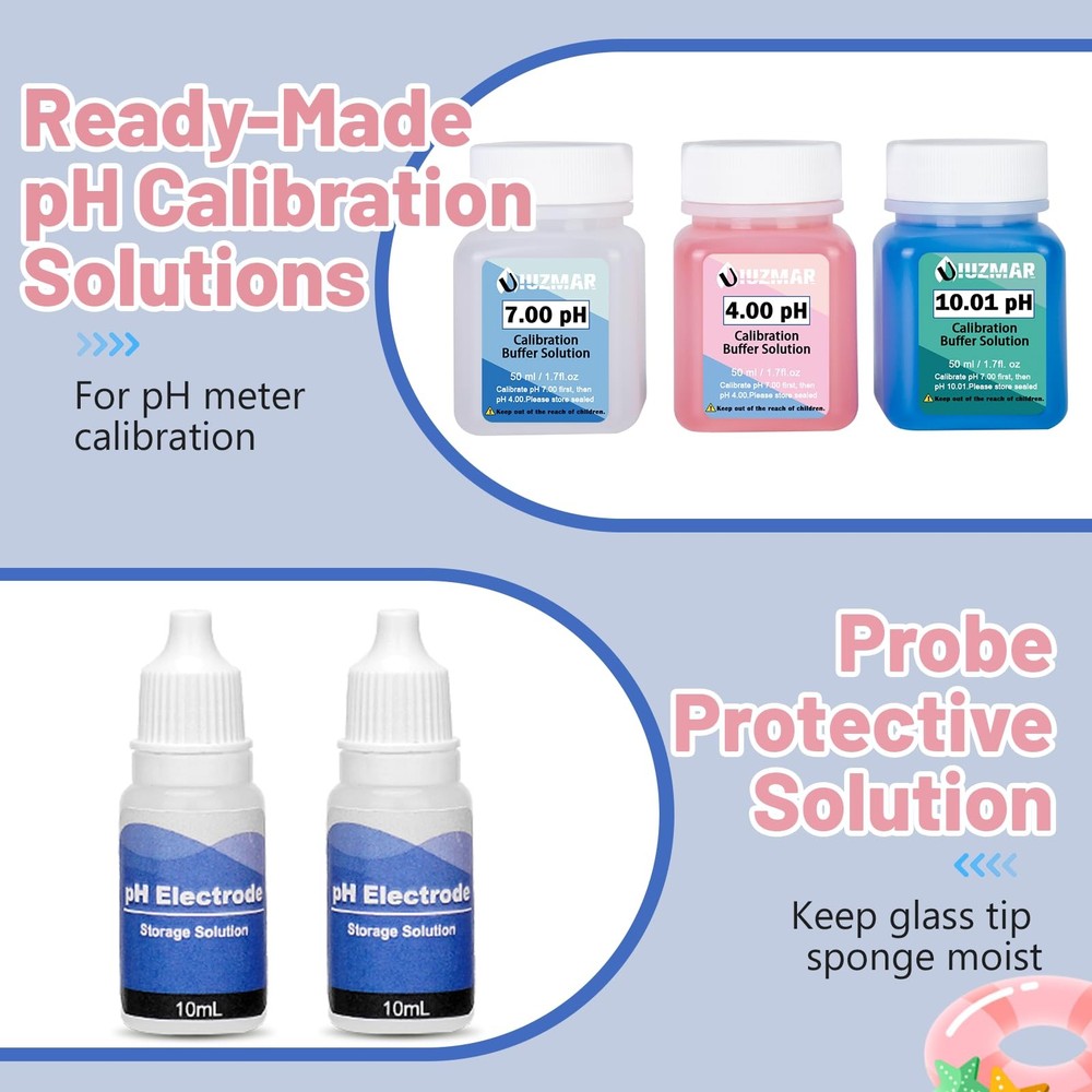 UIUZMAR Accurate pH Tester TDS EC Reader and Calibration Solution