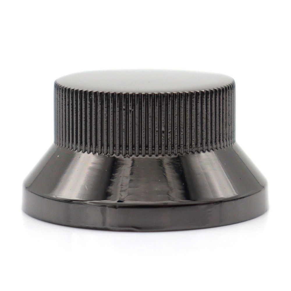 4Pcs Metal Hat Top Flat Top Bass Guitar Knobs Push-in Control Knobs Black Nickel