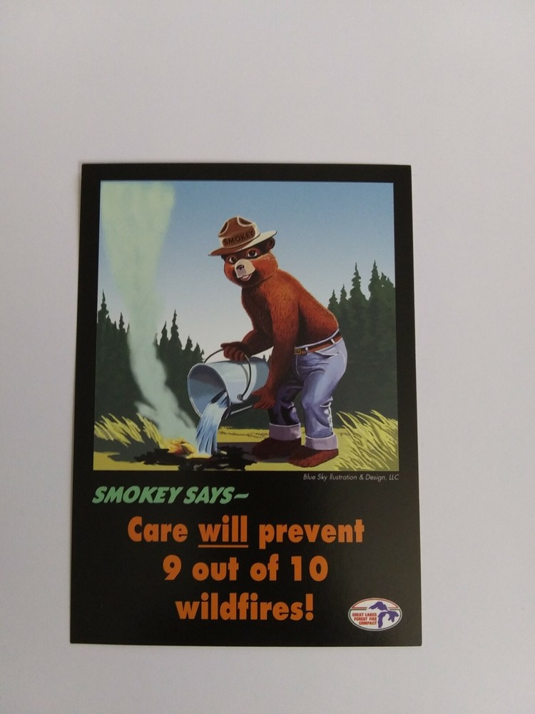 Smokey Bear Wildfire Postcard Great Lakes Forest Fire Compact