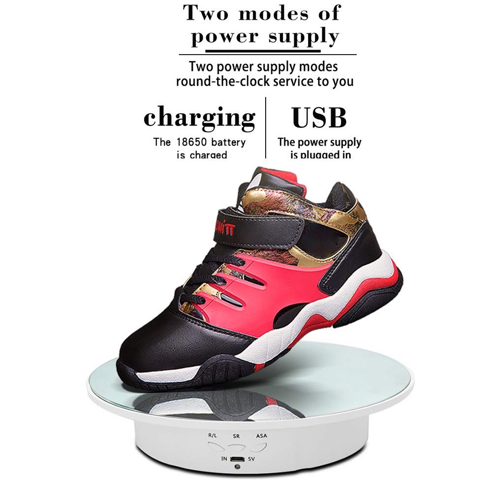 360-Degree Rotating Turntable, Rechargeable Low Noise Adjustable Smooth Rotat...