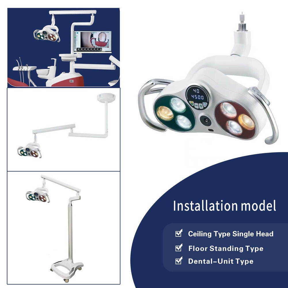 Ceiling-Mounted Dental LED Operation Light Sensor Lamp w/ Camera Video Recording