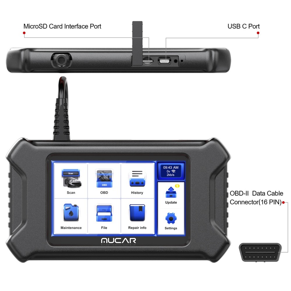 MUCAR CS90 OBD2 Scanner Car Engine Diagnostic Scan Tool Code Reader ABS SRS