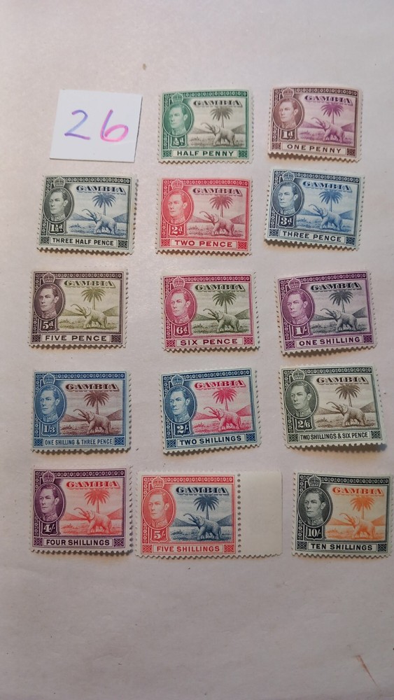 Pack No. 26.  Gambia 1938 stamps
