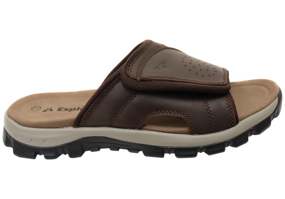 Explorer Jacob Mens Comfortable Leather Slides Sandals