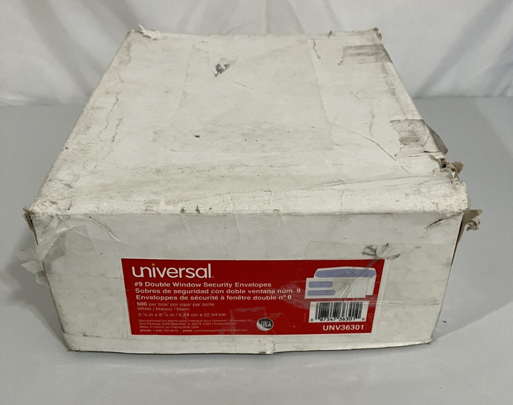 Universal UNV36301 #9 Gummed Double Window Security Envelope, 500/Box