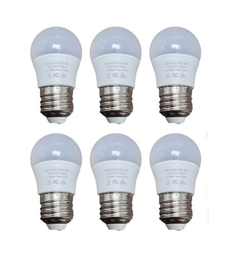 6 Pack LED Night Light Bulb 3W E26 G14 Soft White 2700K