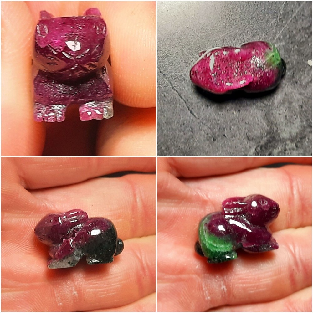 🐇 40.32ct Natural Solid Ruby-Zoisite Rabbit Gem Carving/Figurine 🐇