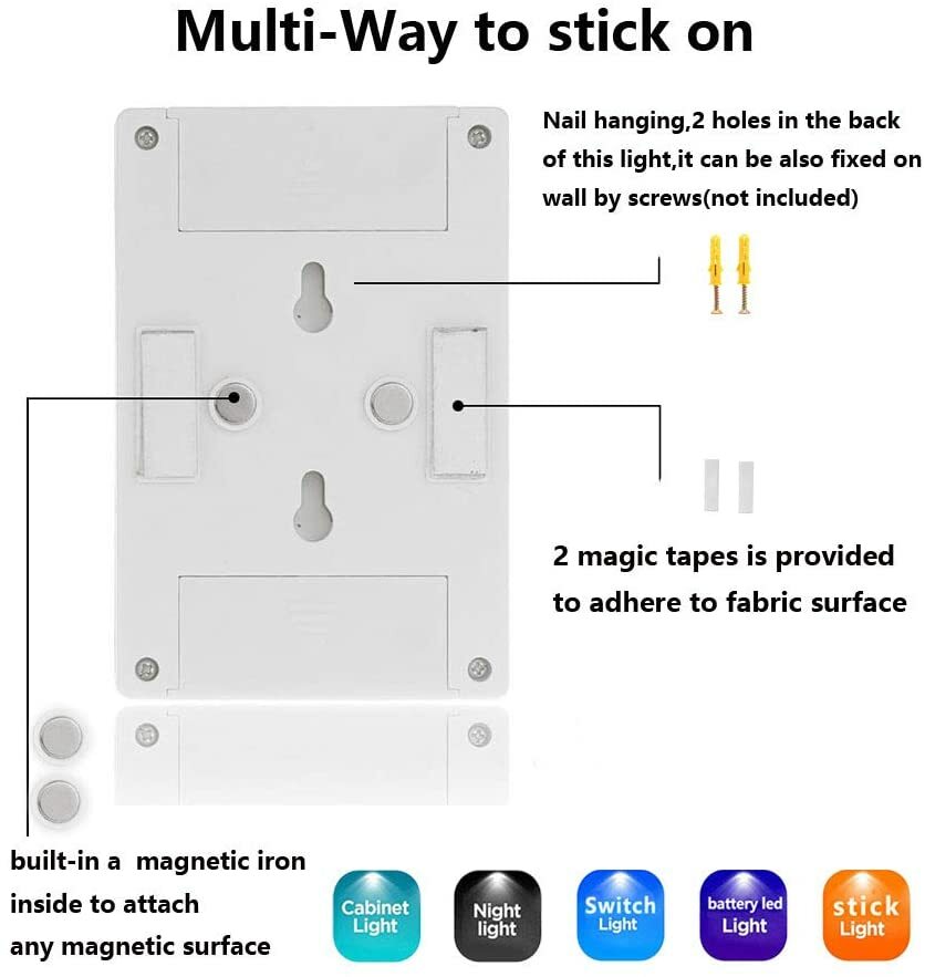 2 PACK COB LED Night Light, 200 Lumen Emergency Switch Cordless