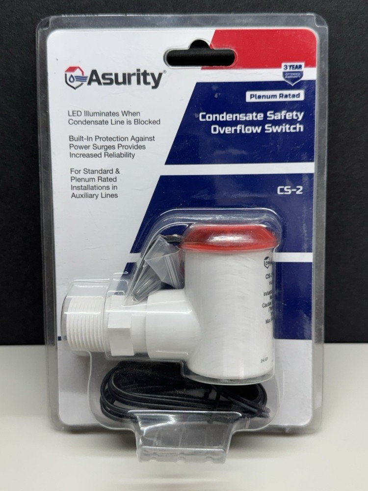 NEW🔥 Float Switch Asurity CS-2 Pipe Condensate Overflow LED Illuminate Line
