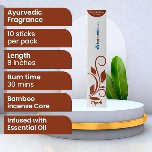 Myrrh Incense 8" 10 Sticks Pack: 5 Packs