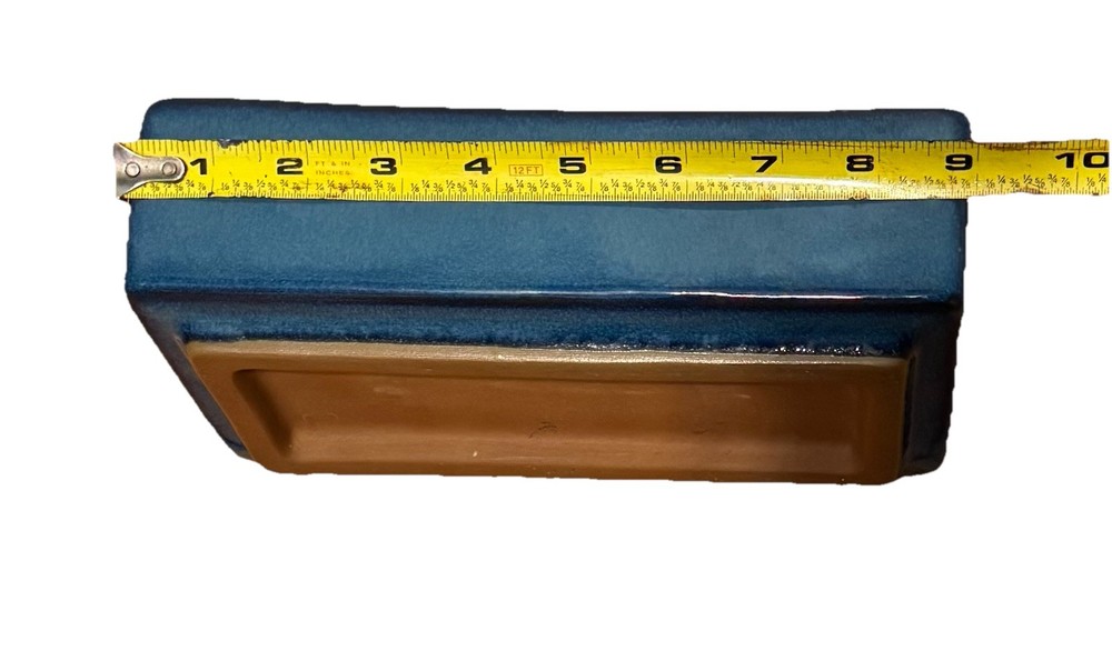 Teal Glazed Bonsai Succulent Planter Pot Rectangle Ceramic