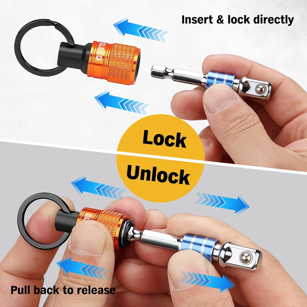 6-Piece Bit Holder Key Chain 1/4 Inch Hex Shank Quick Release