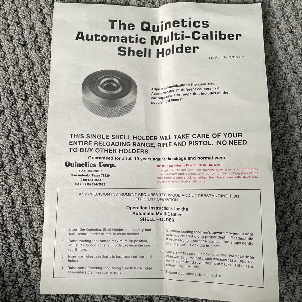 RCBS Bullet Puller Hammer Reloading Tool Kinectics Clear