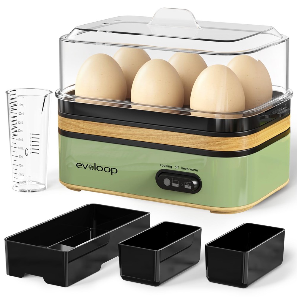 Evoloop Rapid Egg Cooker Electric 6 Eggs Capacity, Soft, Medium, Hard Boiled,...