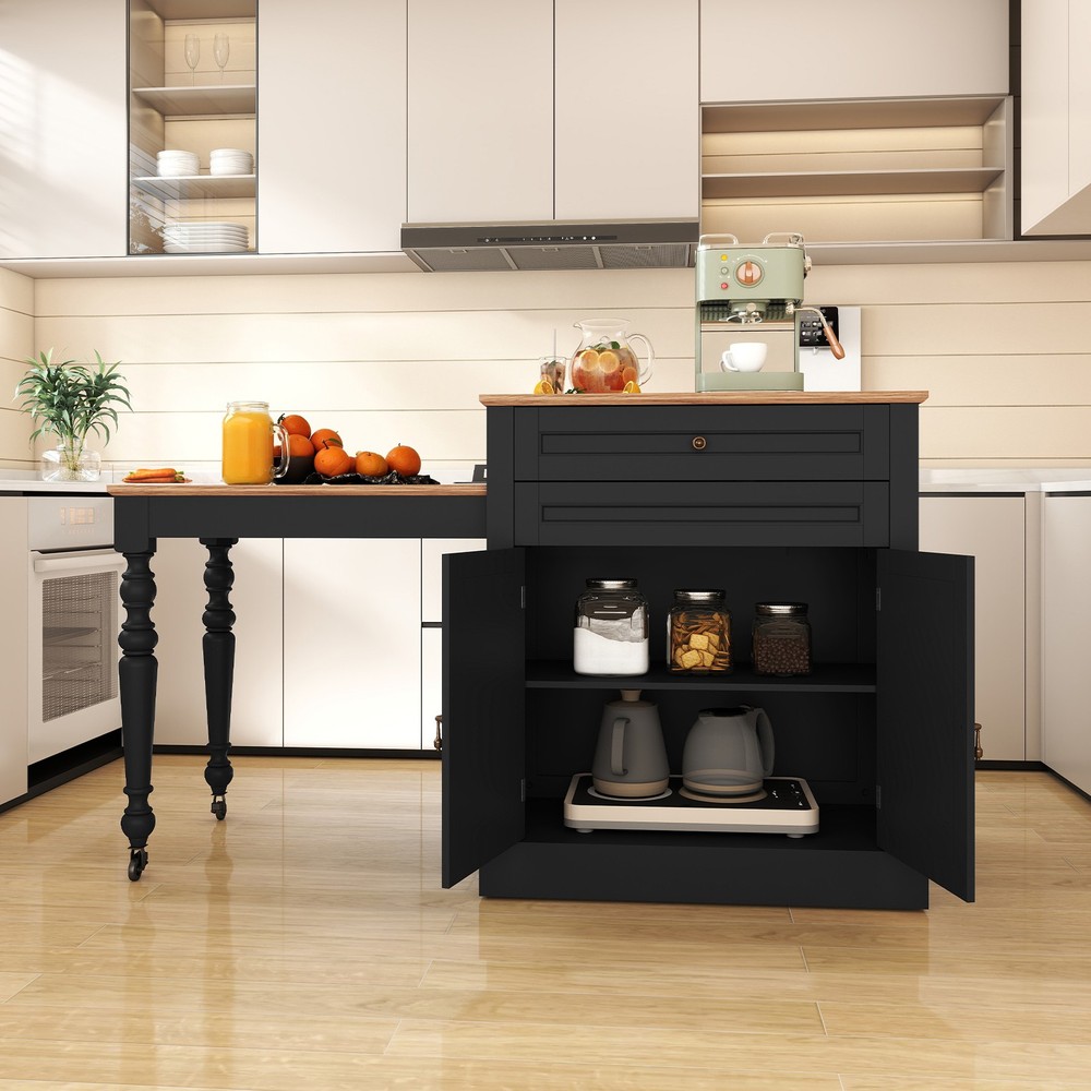 Retractable Multifunctional Kitchen Island Space Saving Storage Dining Workbench