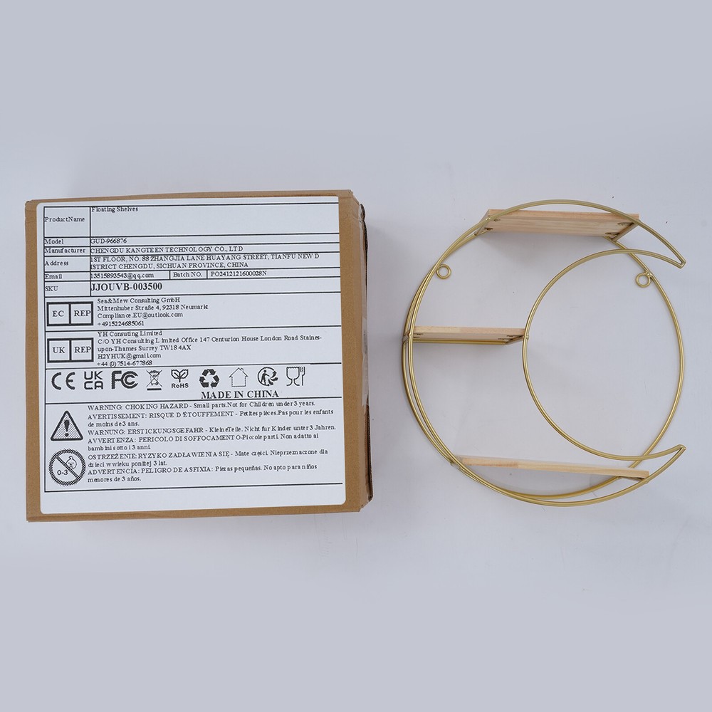 3-tier Round+ Moon Storage Display Rack Storage Display Rack Wall Mounted Shelf